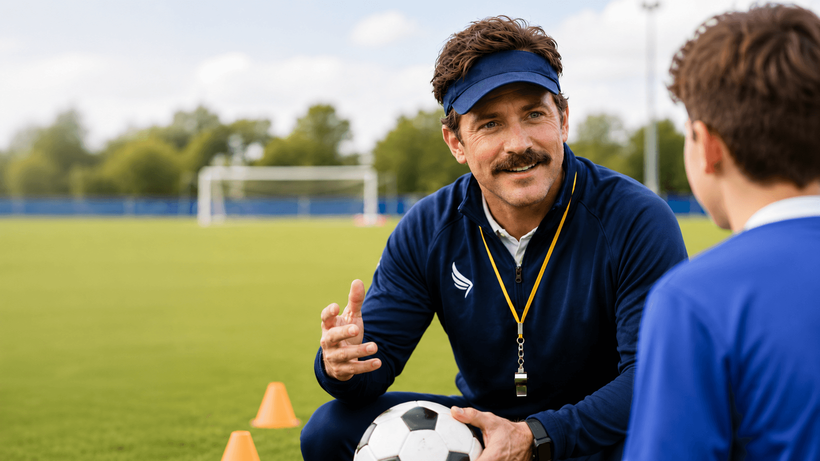 Ted Lasson giving one-on-one soccer coaching